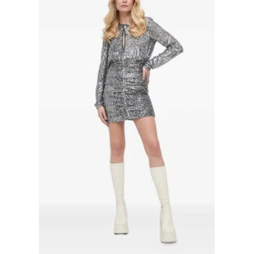 Bardot Women's Onyx Sequin Long Sleeve Mini Dress in Gunmetal Size 8